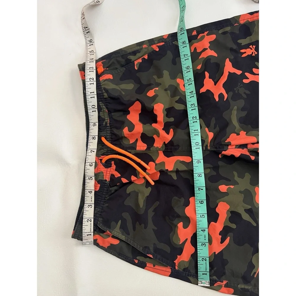 Psycho Bunny Boys XL 18-20 Swim Trunks Orange Camo Shorts Liner Cut Out Read *